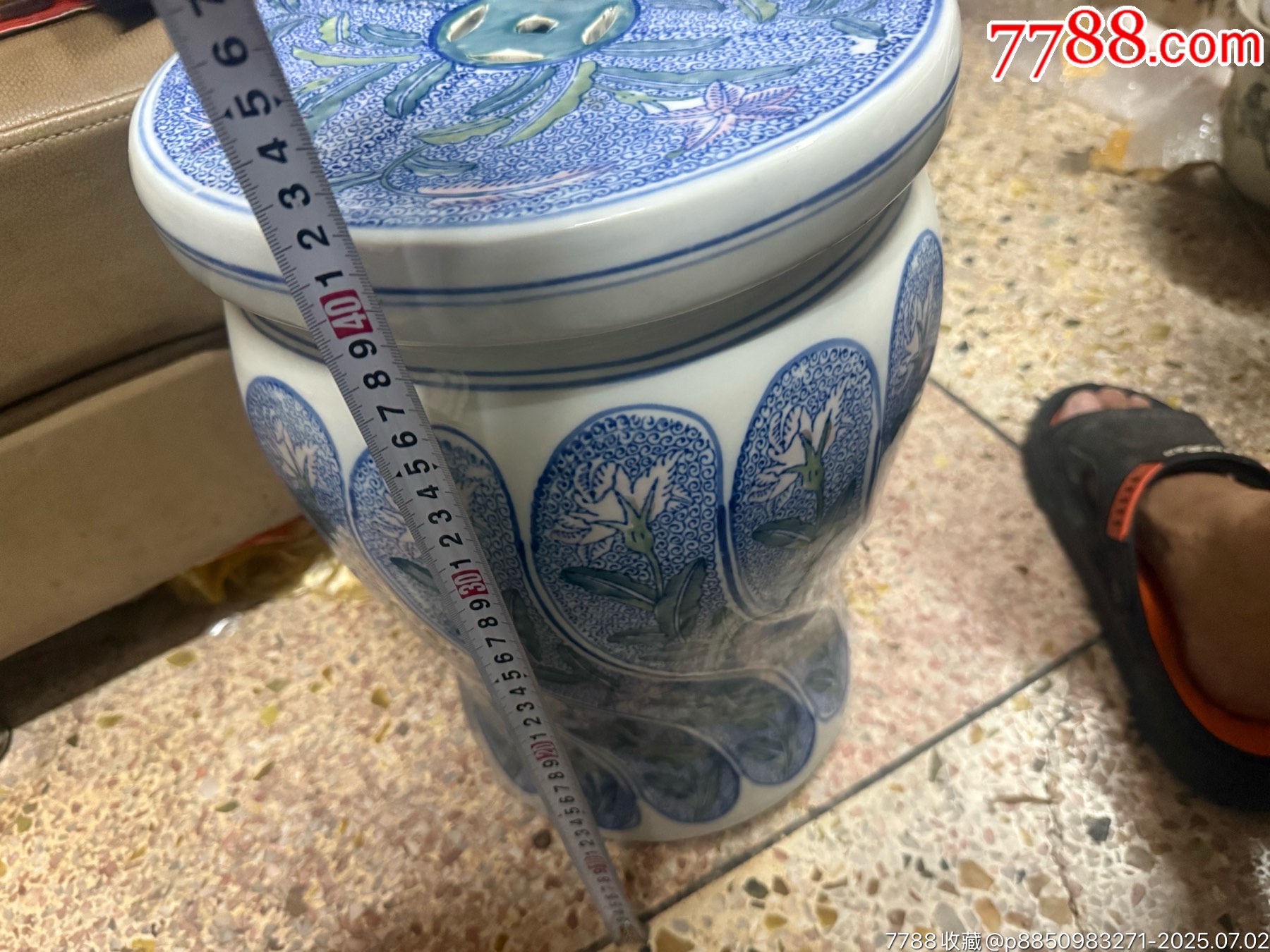 老釉下彩繪瓷鼓繡墩花座一個，手繪彩，完整，如圖所見發(fā)貨_價格20元_第7張_