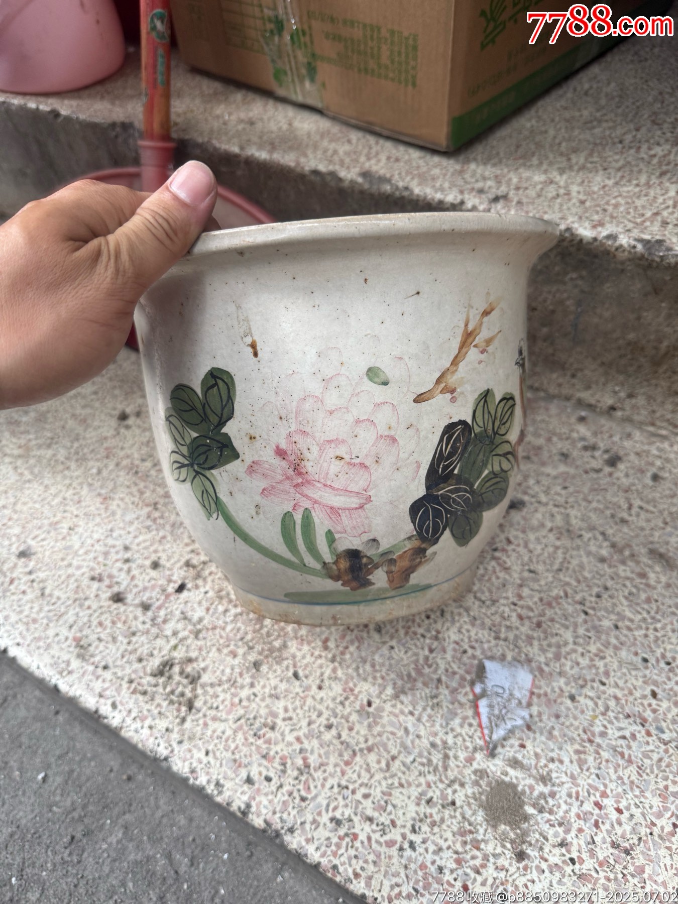 民國老楓溪彩繪花鳥盆，手繪彩，有一點點微瑕，如圖所見發(fā)貨_價格39元_第2張_