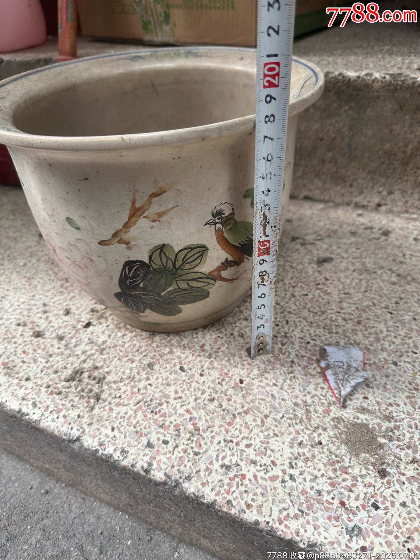 民國老楓溪彩繪花鳥盆，手繪彩，有一點點微瑕，如圖所見發(fā)貨_價格39元_第7張_