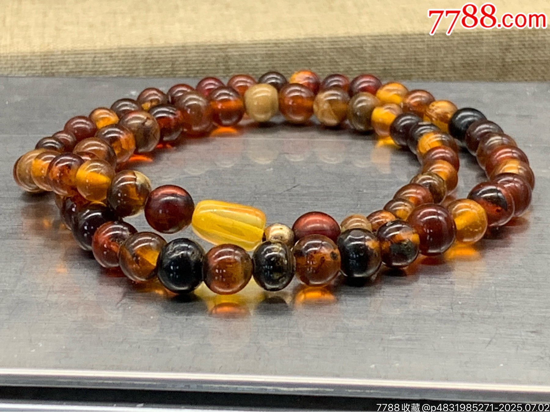 純天然緬甸血珀手串雙圈手串_價(jià)格40元_第1張_