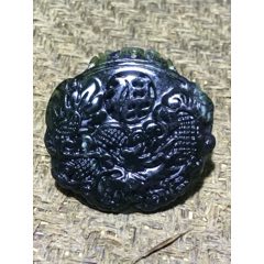 精美墨玉雕刻龍牌一個(gè)，(zc42090068)_文玩迷福利社