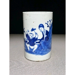 清晚期青花人物紋筷子筒(zc41801840)_夢(mèng)源居士