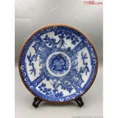 民清時期，青花花鳥紋大賞盤（直徑29.5厘米）全品(au41819854)
