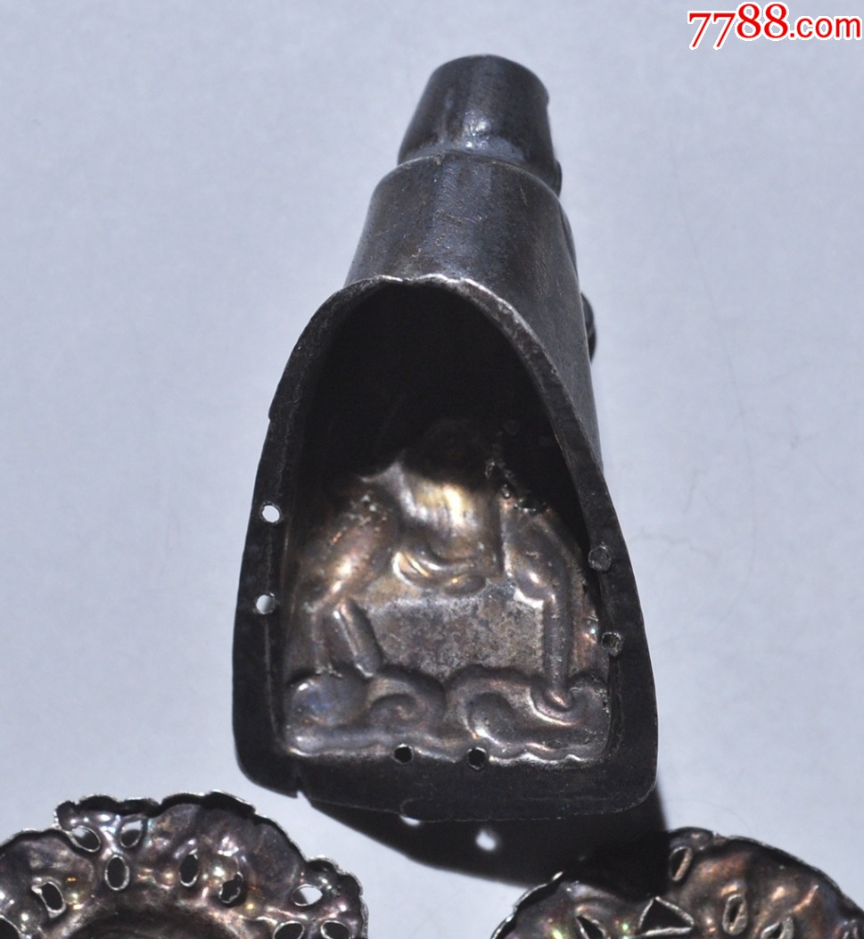 清：長命富貴+壽星佛像，純銀帽花一套，共5個(gè)！_價(jià)格178元【優(yōu)品好店】_第6張_