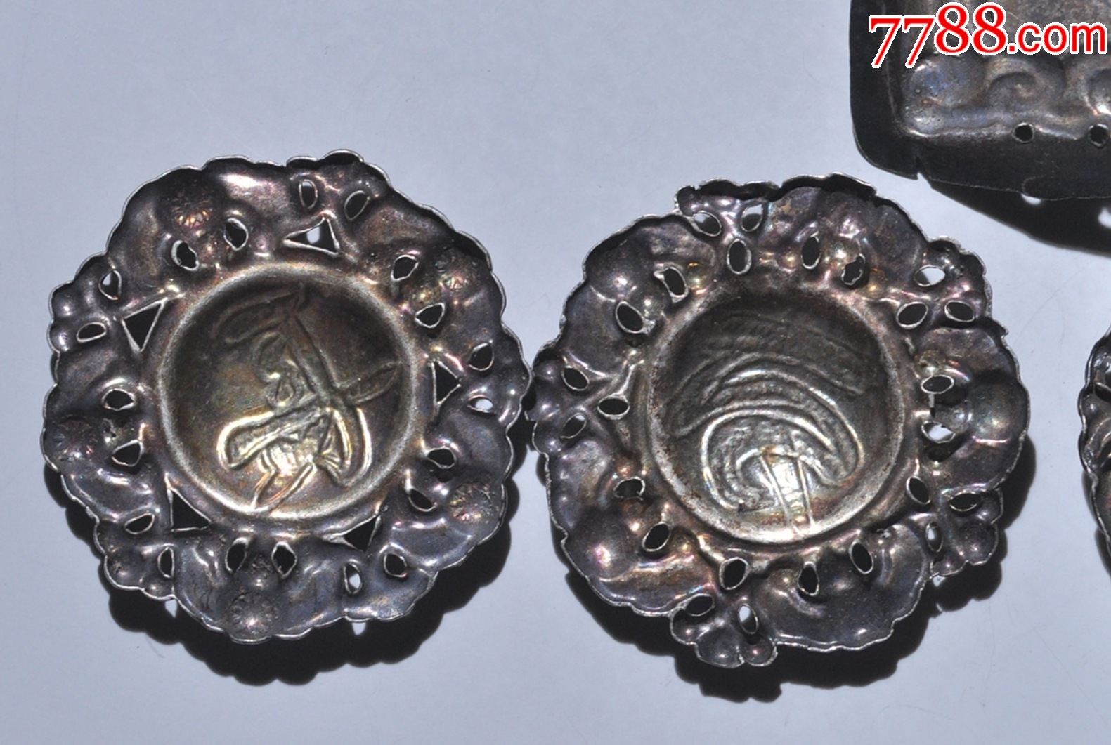 清：長命富貴+壽星佛像，純銀帽花一套，共5個(gè)！_價(jià)格178元【優(yōu)品好店】_第7張_