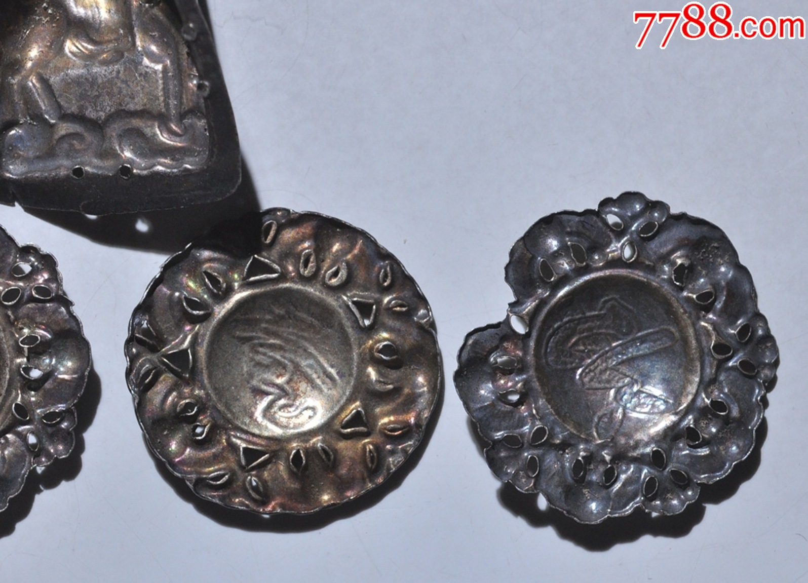 清：長命富貴+壽星佛像，純銀帽花一套，共5個(gè)！_價(jià)格178元【優(yōu)品好店】_第8張_