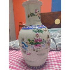 【倉庫整理品】中国美術/粉彩/斗彩人物花卉文双龍耳瓶【大清乾龍年製】在銘 清代乾隆年制粉彩双耳人物尊瓶文玩古董瓷器收藏书房桌面摆件全品