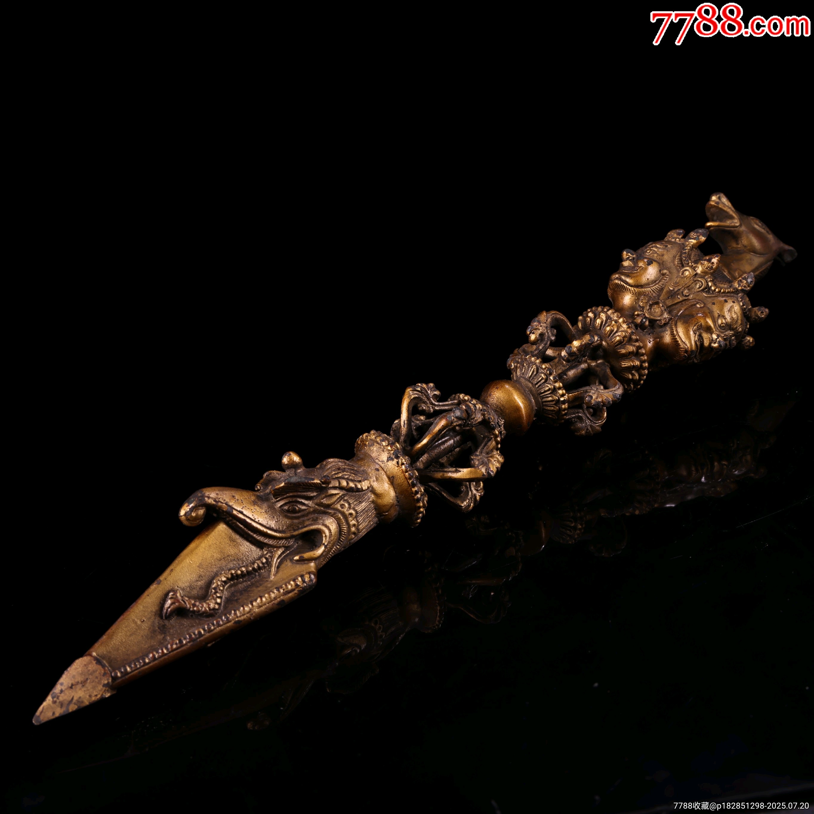 珍品旧藏西藏收纯铜全铜高浮雕錾刻描金马头金刚降魔杵法器工艺精湛款式精美-价格:588元-au41954018- 其它佛/道藏品 -加价 ...