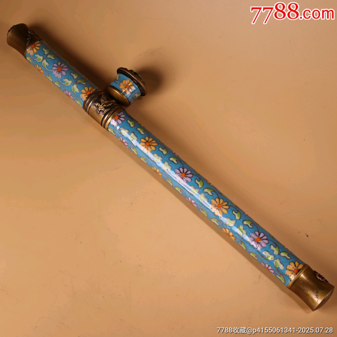 旧藏收纯铜珐琅彩景泰蓝工艺镶嵌宝石烟枪工艺精湛款式精美重470克长-价格:588元-au42028413-烟杆/烟枪/烟锅 -加价-7788 ...