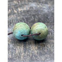 純天然湖北高瓷綠松石對珠