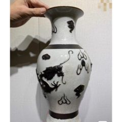民国哥釉双龙戏珠120件大观音瓶(zc42311136)