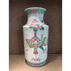 民国粉彩博古花卉纹棒槌瓶(zc42317705)