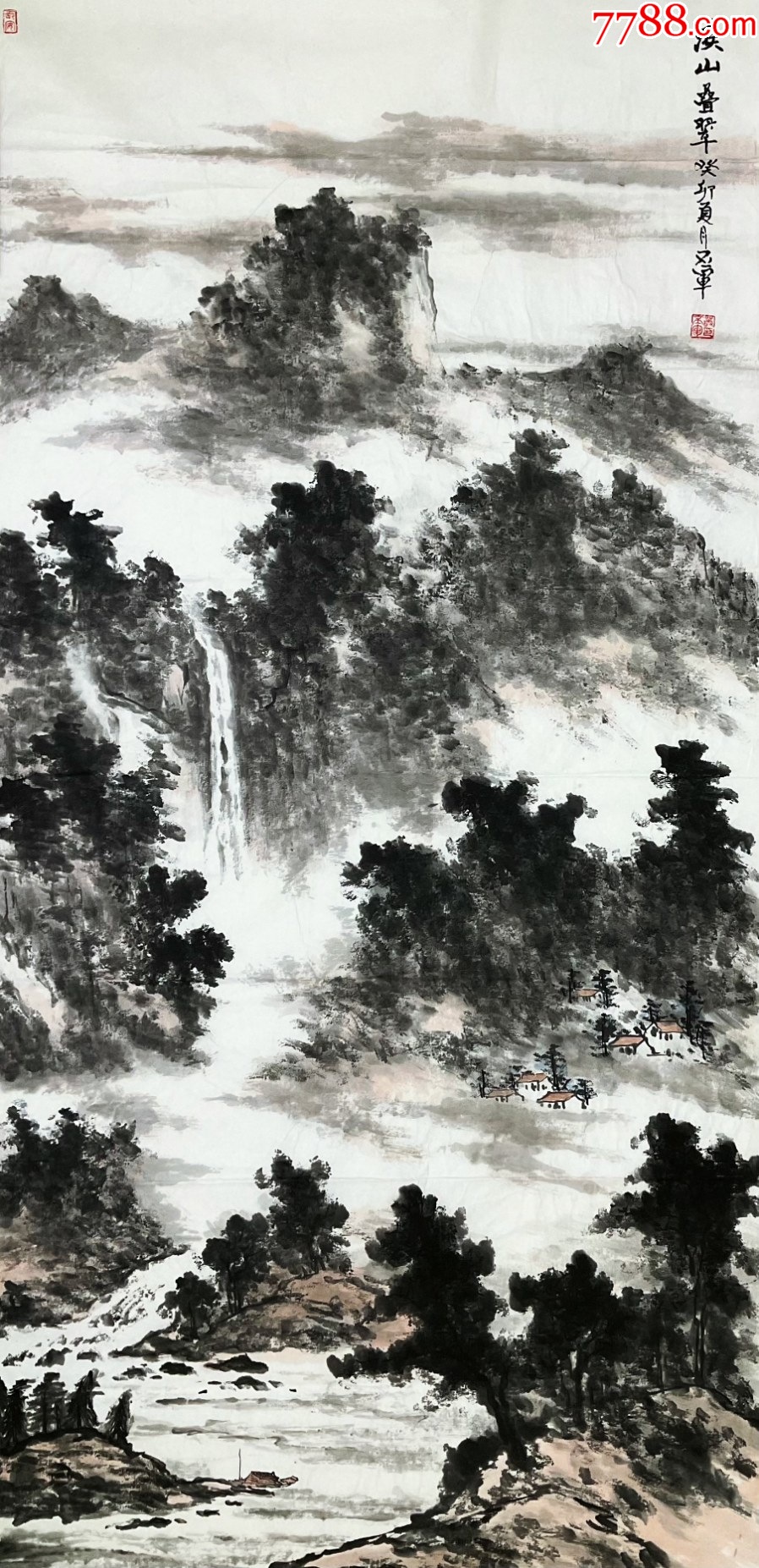【保真拍卖】陕西省美协会员、知名画家丛丕军作品:溪山叠翠__【7788收藏__收藏热线】