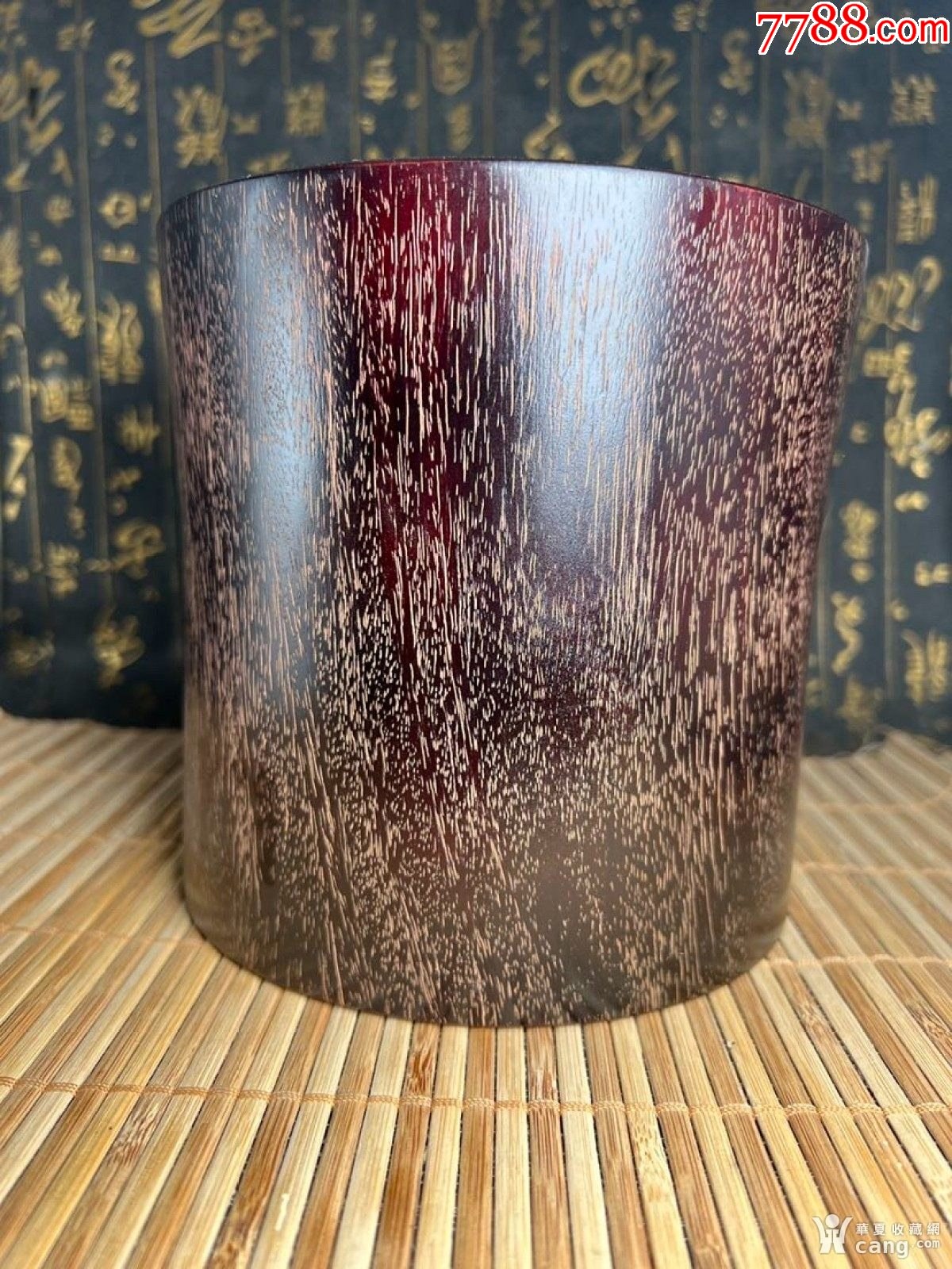 印度小叶紫檀满牛毛纹金星老料大笔筒直径15厘米左右高16厘米左右重两斤