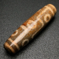 藏区回流老料高油包浆朱砂沁【九眼天珠】-天珠-7788红宝书