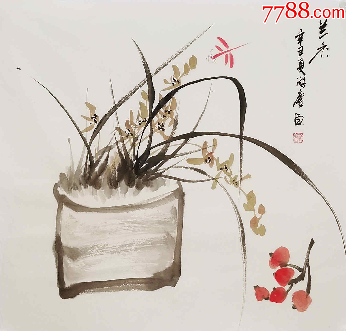【授权拍卖】潜力股画家游尘作品:兰香-价格:20.0000元-zc42644265-花鸟国画原作 -加价-7788收藏__收藏热线