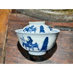 清中期道光青花踏雪尋梅蓋碗(zc42694016)