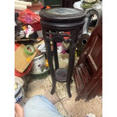 民國老紅木鐵梨木花架天然云石，雕工細膩，用料厚實，結(jié)實耐用，如圖所見發(fā)貨