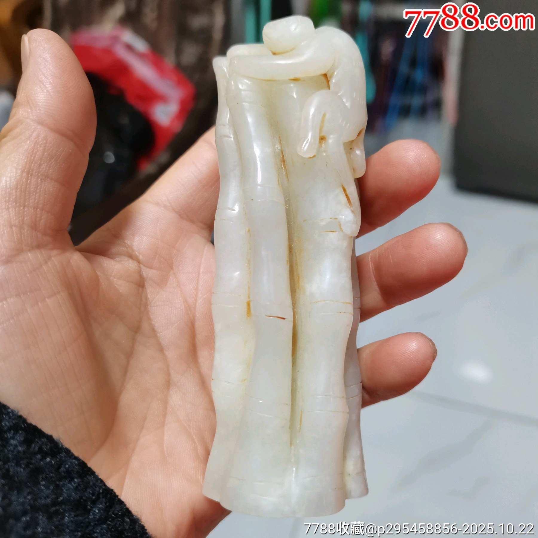 原味极美品和田白玉雕“节节高升”封侯摆件一个-和田玉-7788