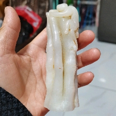 原味極美品和田白玉雕“節(jié)節(jié)高升”封侯擺件一個(au42775539)