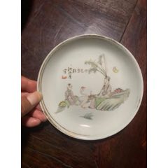 民國名家“洪興厚”作的淺絳彩【妙筆鵝群】人物小蝶一個(zc42778550)