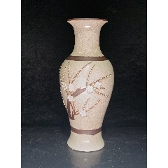 晚清民國哥釉鐵銹花花卉紋觀音瓶(zc42784852)