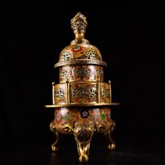 珍品旧藏收高浮雕錾刻工艺鎏金树叶盘子碟子工艺精湛款式精美重180克高