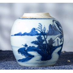 乾隆青花山水紋罐(zc42795986)