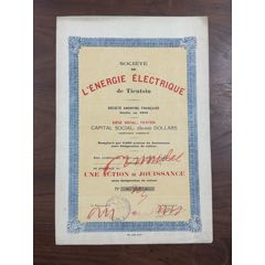 【1916年法資天津電力公司股票-極少見大張-收藏佳品】(zc42821688)