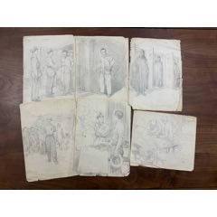 【五六十年代連環畫原稿六張-鉛筆畫稿功底深厚-上海畫家華三川風格】(zc42822128)