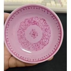 清代胭脂水粉釉花卉盤(zc42822301)