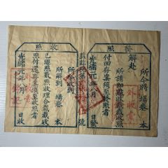 清光緒元年監臨院簽發發照、收照一張(zc42836829)