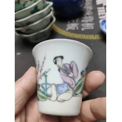 民國名家汪永順桃花仕女馬蹄杯(zc42887568)