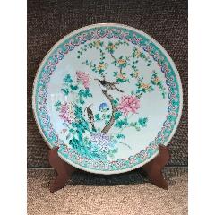 同治粉彩富貴白頭紋大賞盤_彩繪瓷/彩瓷