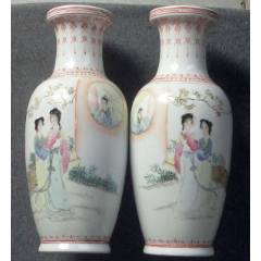 七、八十年代出口創(chuàng)匯粉彩人物瓶一對(au42940548)