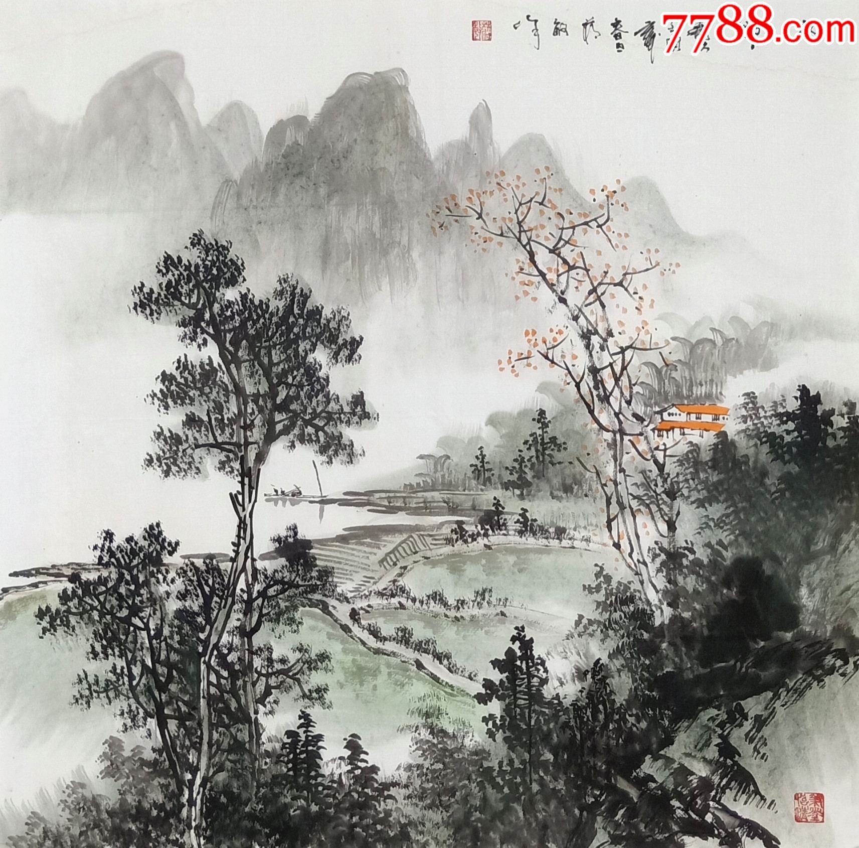 【带合影,授权拍卖】广西美协会员、实力画家蒋敏作品:水乡__【7788收藏__收藏热线】