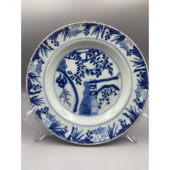 歐洲回流，康熙洞石花卉翠毛藍(lán)賞盤品相：全品范疇。如圖尺寸：如圖。