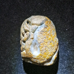 原味美品寿山石雕鱼草小手把件一个__【7788青花瓷收藏】