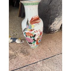 五六七老楓溪彩繪描金雙鳳牡丹花花瓶，完整，如圖所見(jiàn)發(fā)貨