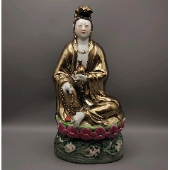 美國回流解放初567鎏金觀音造像品相：全品尺寸：37cm左右