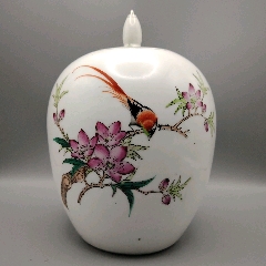 美國回流解放初567細(xì)路花鳥冬瓜罐品相：全品尺寸：如圖評