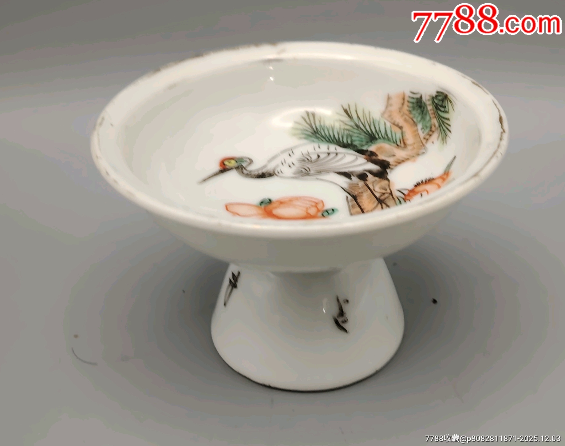 美國回流晚清民國細(xì)路粉彩松鶴延年高足供盤品相：全品尺寸：如圖_價(jià)格197元_第1張_