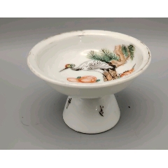 美國回流晚清民國細(xì)路粉彩松鶴延年高足供盤品相：全品尺寸：如圖