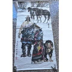 尼玛泽仁精品国画，带合影，保真迹_花鸟国画原作