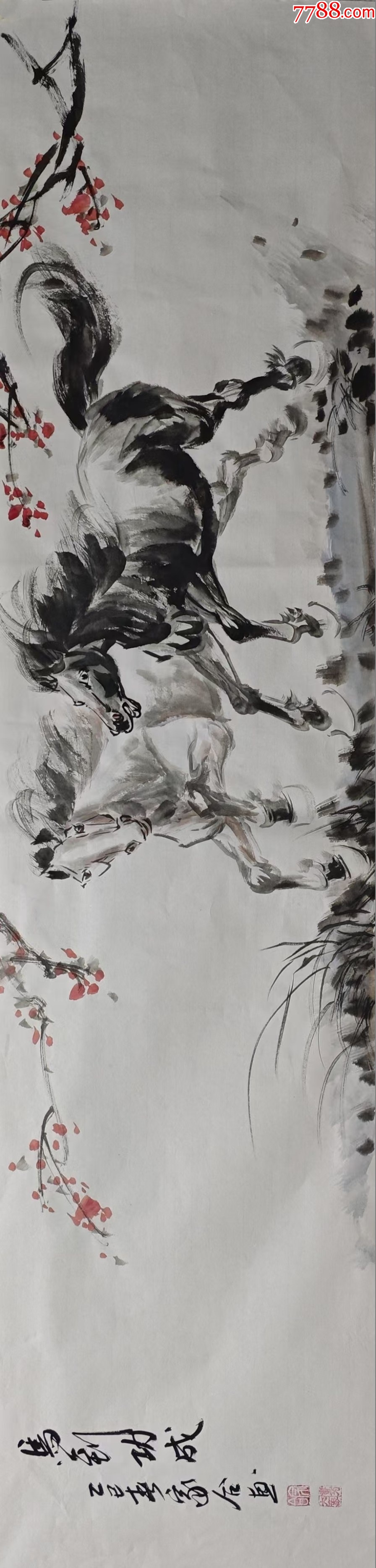 【带合影授权拍卖】齐门弟子、知名画家廖家合作品:马到成功__【7788收藏__收藏热线】
