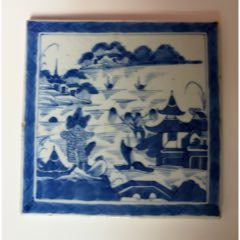 清中期細(xì)路青花瓷片