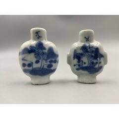 歐洲回流，清中晚期青花山水鼻煙壺。畫工精細(xì)，畫工絕對算是同類題材中的佼佼者了