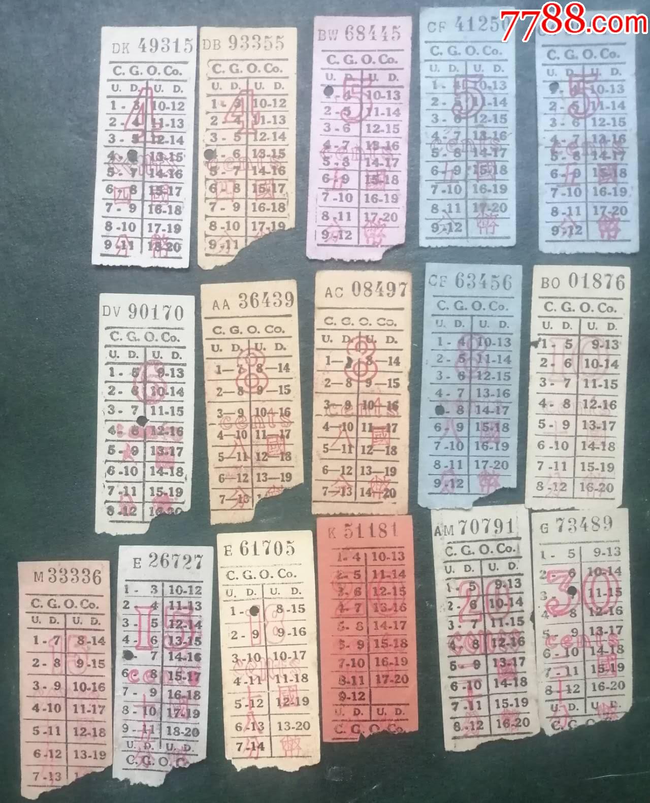 公共交通汽車電車票：民國中期《英商中國公共汽車有限公司（C.G.O.CO）》發(fā)行_價格1698元_第1張_