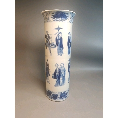 清晚期青花三教九流市井人物圖箭筒