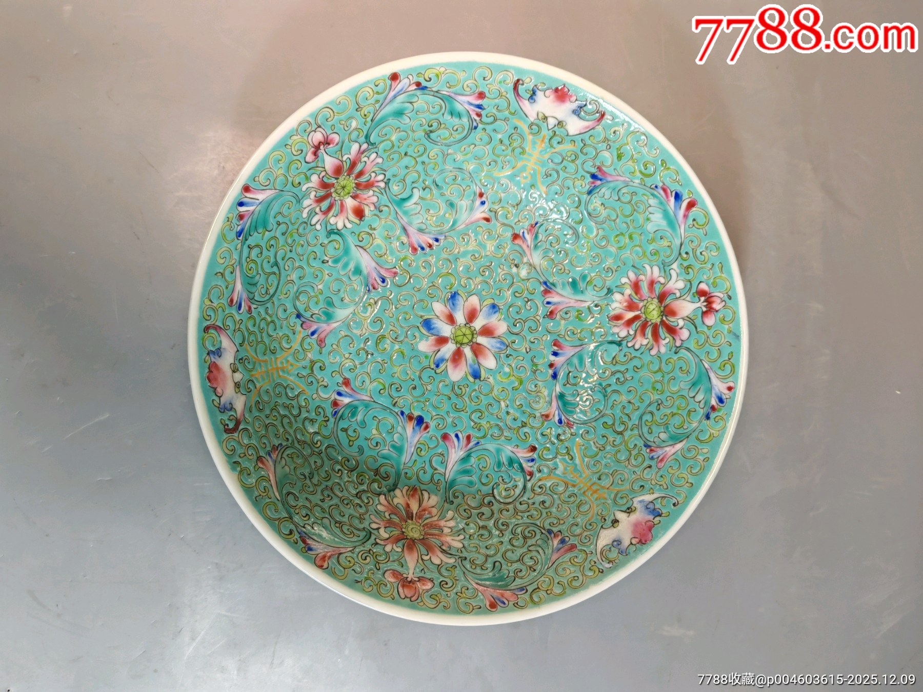 晚清民國松石綠釉粉彩寶相花紋碗_價格901元_第5張_